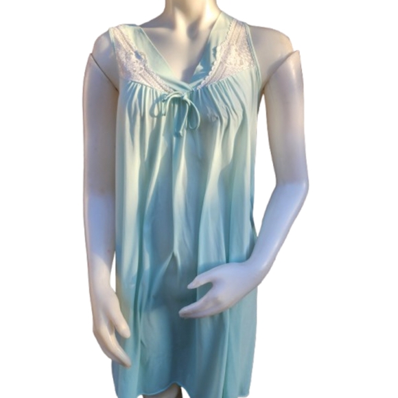 Vanity Fair Vintage Baby Blue Lace Nightgown S - Picture 1 of 12